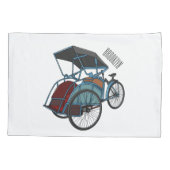 Cycle rickshaw cartoon illustratie kussensloop (Achterkant)