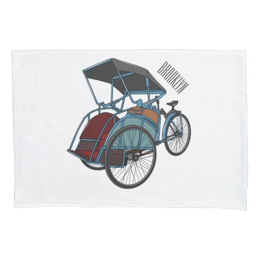 Cycle rickshaw cartoon illustratie kussensloop (Voorkant)