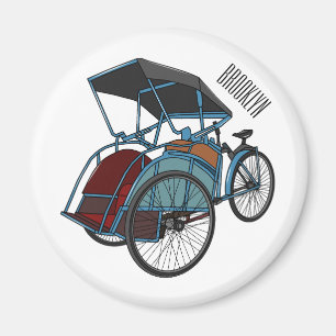 Cycle rickshaw cartoon illustratie magneet