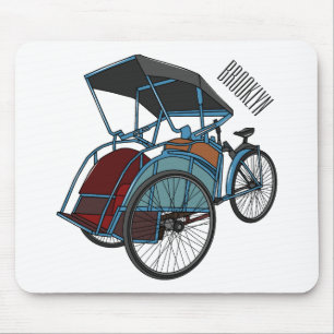 Cycle rickshaw cartoon illustratie muismat