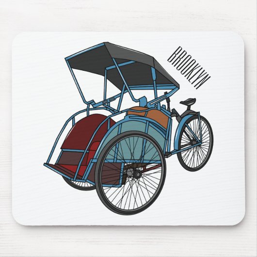 Cycle rickshaw cartoon illustratie muismat (Voorkant)