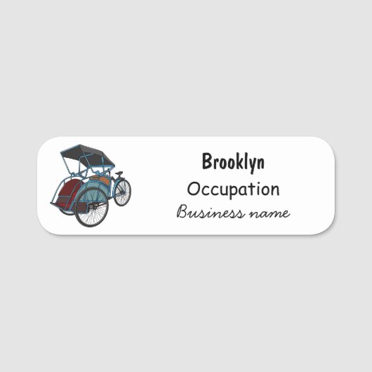 Cycle rickshaw cartoon illustratie naamplaatje (Voorkant)