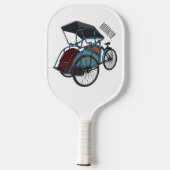 Cycle rickshaw cartoon illustratie pickleball paddle (Achterkant)