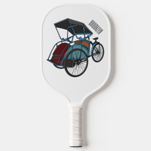 Cycle rickshaw cartoon illustratie pickleball paddle (Voorkant)
