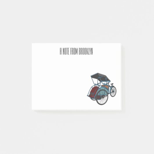 Cycle rickshaw cartoon illustratie post-it® notes (Voorkant)