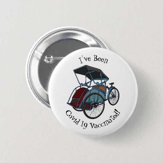 Cycle rickshaw cartoon illustratie ronde button 5,7 cm (Voorkant /achterkant)