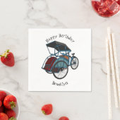 Cycle rickshaw cartoon illustratie servet (Insitu)