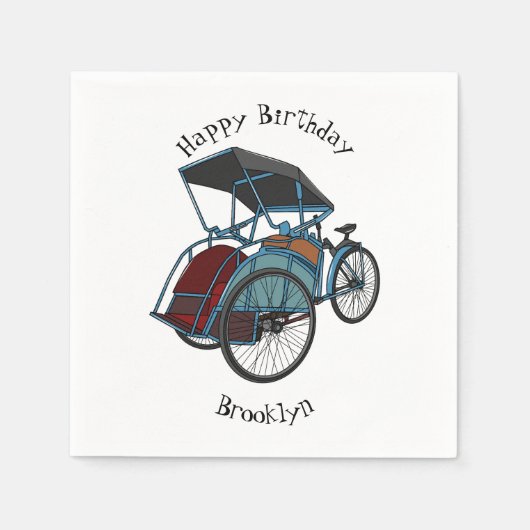 Cycle rickshaw cartoon illustratie servet (Voorkant)