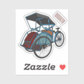 Cycle rickshaw cartoon illustratie sticker (Vel)