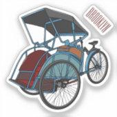 Cycle rickshaw cartoon illustratie sticker (Voorkant)