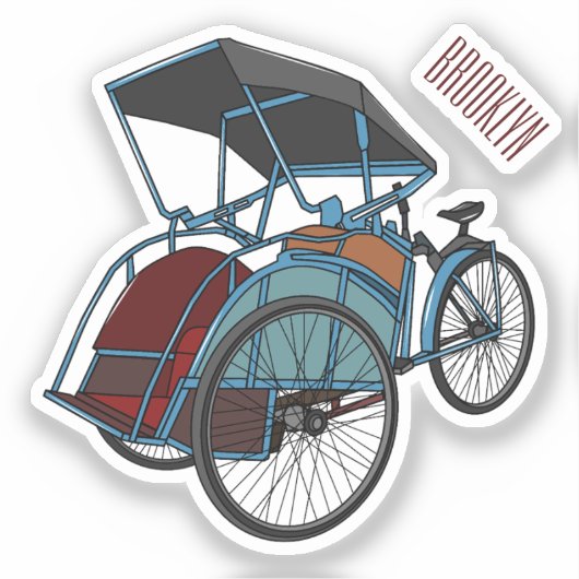 Cycle rickshaw cartoon illustratie sticker (Voorkant)