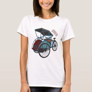 Cycle rickshaw cartoon illustratie t-shirt