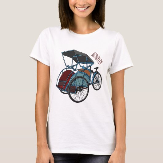 Cycle rickshaw cartoon illustratie t-shirt (Voorkant)