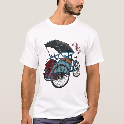 Cycle rickshaw cartoon illustratie t-shirt (Voorkant)