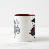 Cycle rickshaw cartoon illustratie tweekleurige koffiemok (Center)