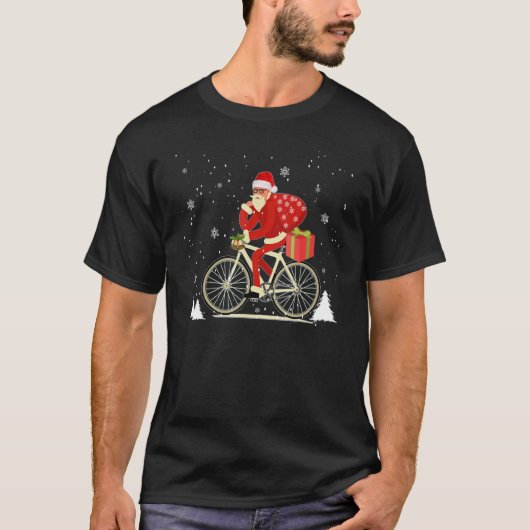 Cycle Santa Bicycle Fan Merry Christmas Xmas Holid T-shirt (Voorkant)