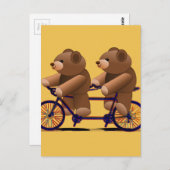 Cycle Tandem, Teddy Bear Print Briefkaart (Voorkant / Achterkant)