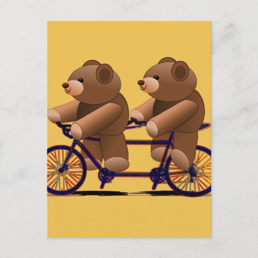 Cycle Tandem, Teddy Bear Print Briefkaart (Voorkant)