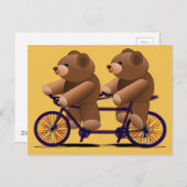 Cycle Tandem, Teddy Bear Print Briefkaart (Voorkant / Achterkant)