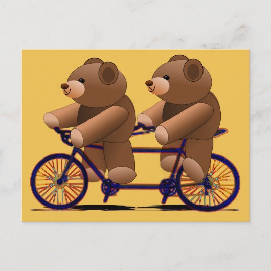 Cycle Tandem, Teddy Bear Print Briefkaart (Voorkant)