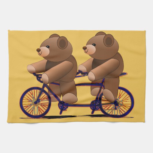 Cycle Tandem, Teddy Bear Print Theedoek (Horizontaal)