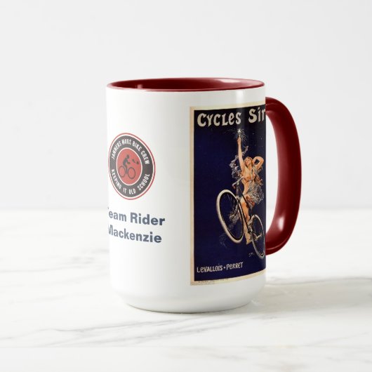 Cycles Gladiator Retro  Fietsen Naam toevoegen Mok (Voorkant rechts)