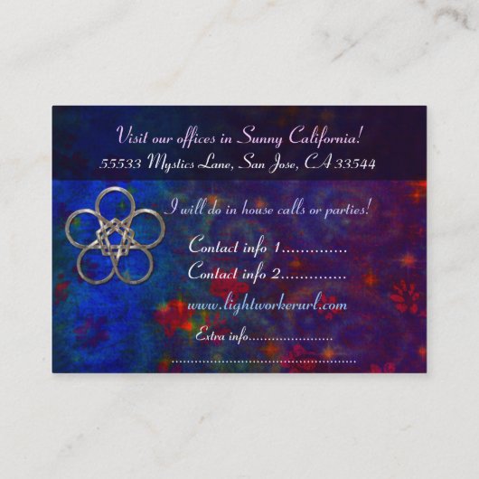 Cycli 3D Godin Aanbidding MEDIUM PSYCHISCH LICHTWE Visitekaartje (Achterkant)