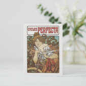 Cycli Perfecta, Alphonse Mucha Art Nouveau Briefkaart (Staand voorkant)