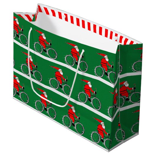 Cycling Bicycle Christmas Holiday Groot Cadeauzakje (Voorkant Gekanteld)