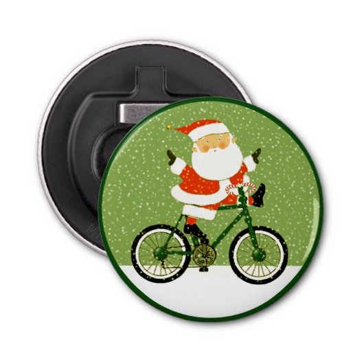 Cycling Christmas Button Flesopener (Voorkant)
