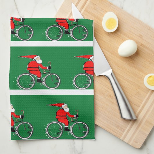 Cycling Christmas Kitchen Towel Theedoek (Quarter Fold)