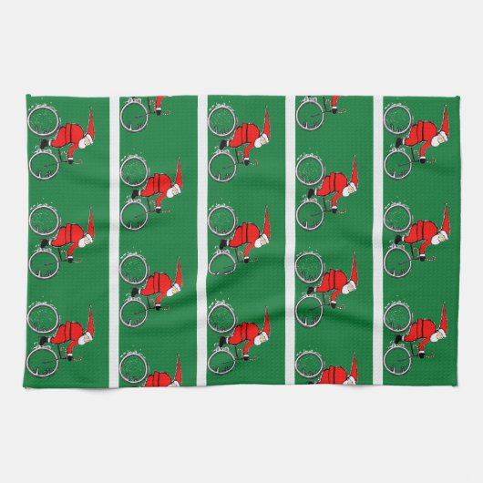 Cycling Christmas Kitchen Towel Theedoek (Horizontaal)