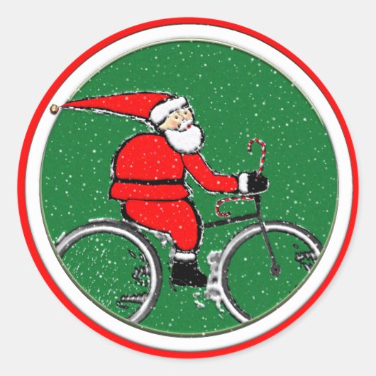 Cycling Christmas Ronde Sticker (Voorkant)