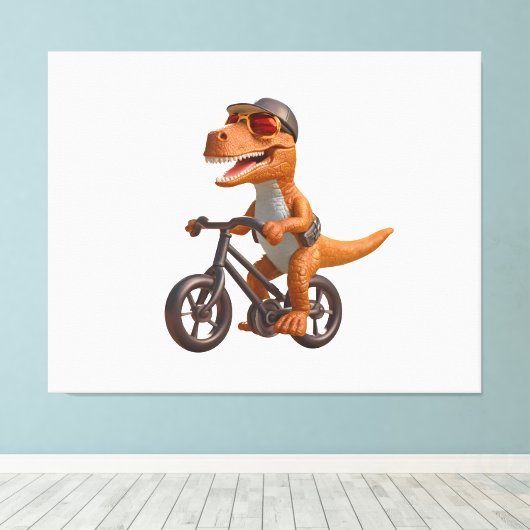 Cycling DINOSAUR T-REX Canvas Afdruk (Insitu (Houten vloer))