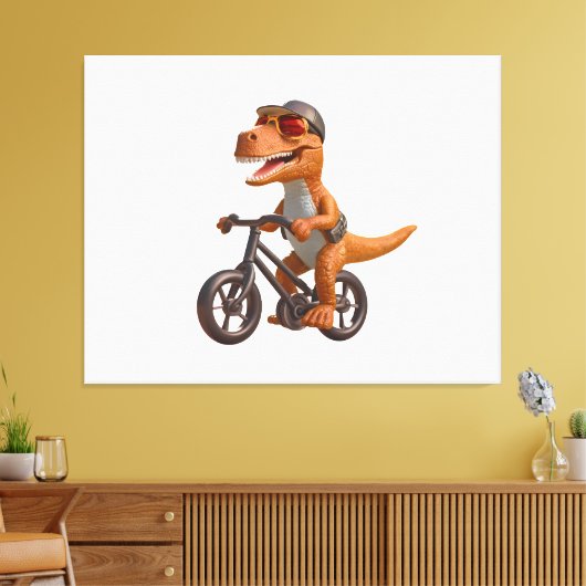 Cycling DINOSAUR  T-REX Canvas Afdruk (Insitu (Woonkamer))
