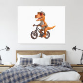 Cycling DINOSAUR  T-REX Canvas Afdruk (Insitu (Slaapkamer))
