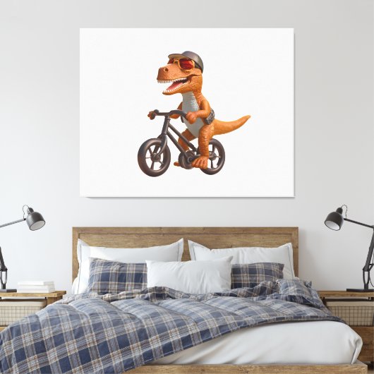Cycling DINOSAUR  T-REX Canvas Afdruk (Insitu (Slaapkamer))