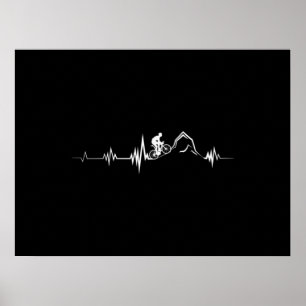 Cycling Heartbeat Racing Bicycle Mountain Bike Poster
