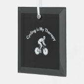 Cycling is My Therapy Glas Ornament (Voorkant links)