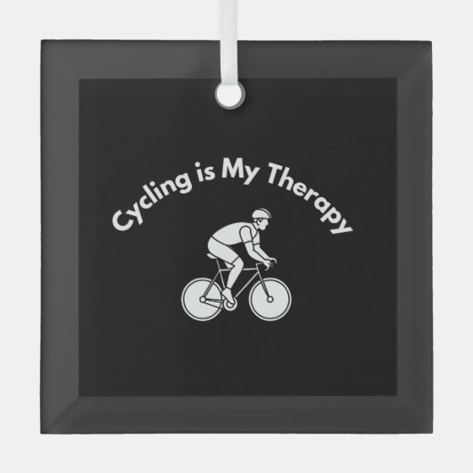 Cycling is My Therapy Glas Ornament (Voorkant)