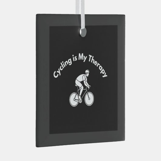 Cycling is My Therapy Glas Ornament (Voorkant Rechts)