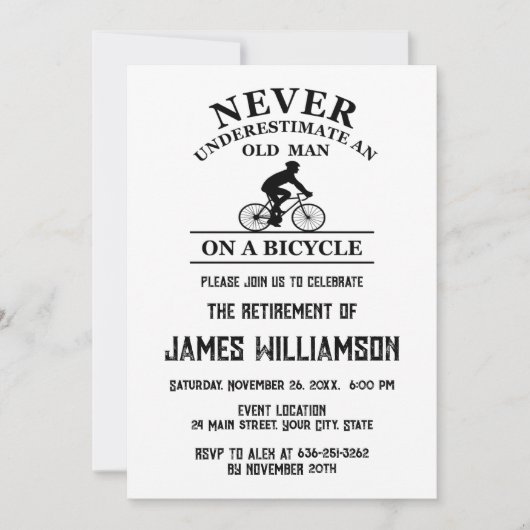 Cycling retired retirement party kaart (Voorkant)