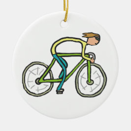 Cycling Stickman Keramisch Ornament