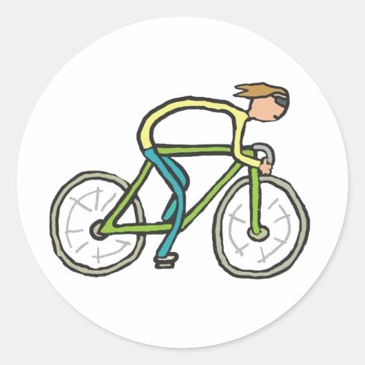 Cycling Stickman Ronde Sticker (Voorkant)