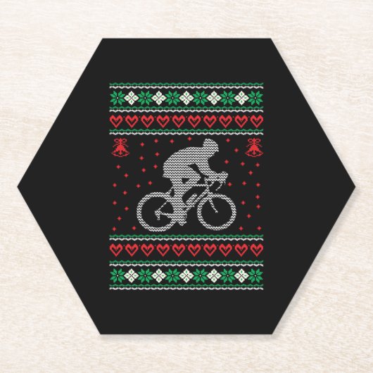Cycling Ugly KerstSweater Kartonnen Onderzetters (Voorkant)