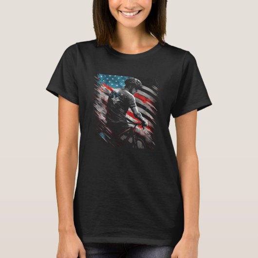 Cycling US Flag Cycle Graphic Tees Men Women Boys  (Voorkant)