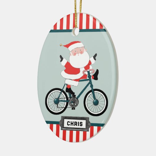 Cyclisch kerstcadeautje keramisch Ornament (Links)