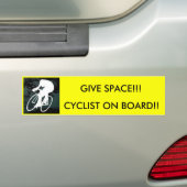 CYCLIST AAN BOORD!, GEEF RUIMTE!! BUMPERSTICKER (Op auto)