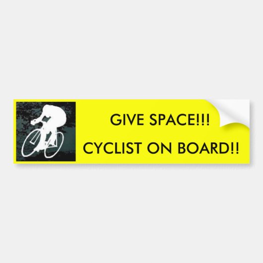 CYCLIST AAN BOORD!, GEEF RUIMTE!! BUMPERSTICKER (Voorkant)