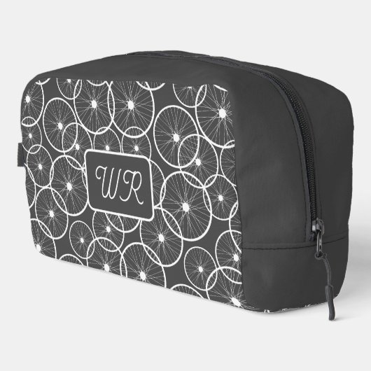 Cyclist Bicycle Wheel Pattern Monogram Toilettasje (Rechterhoek)